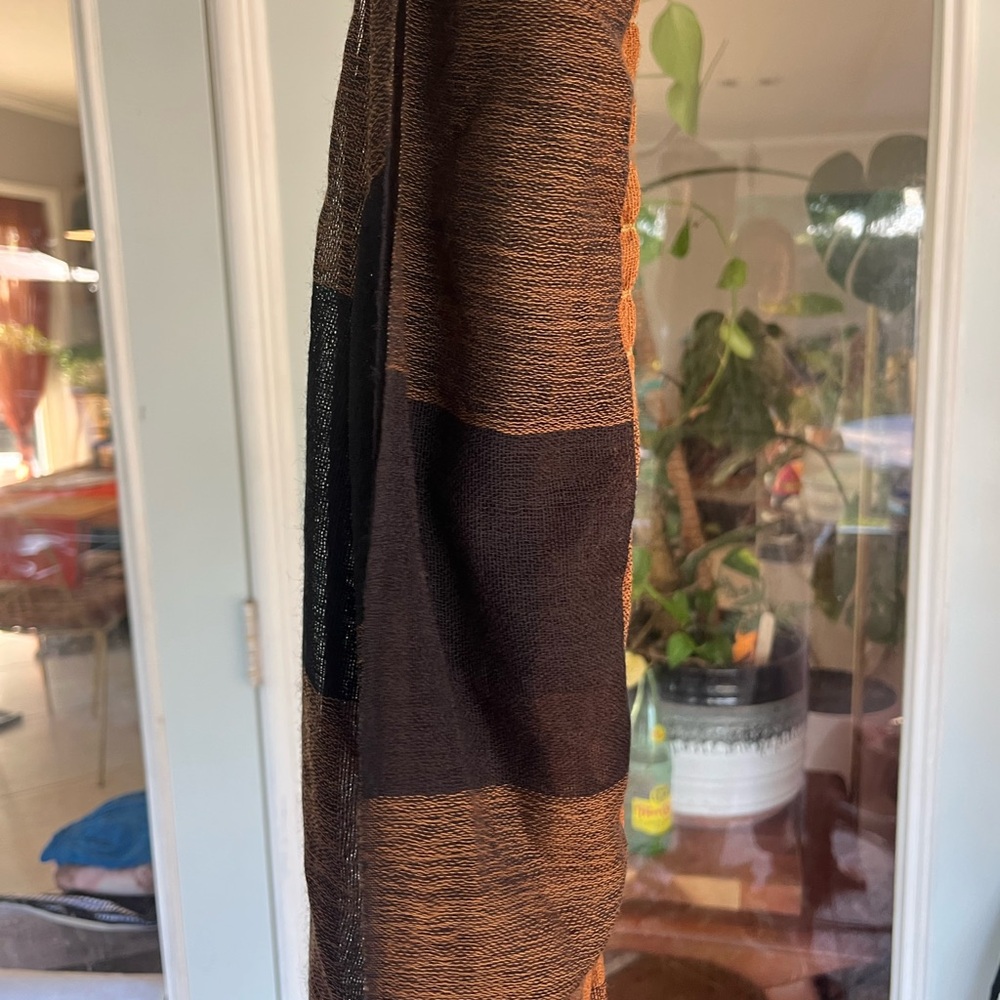 Oska Brown and Black Wool Scarf - Picture 10 of 10